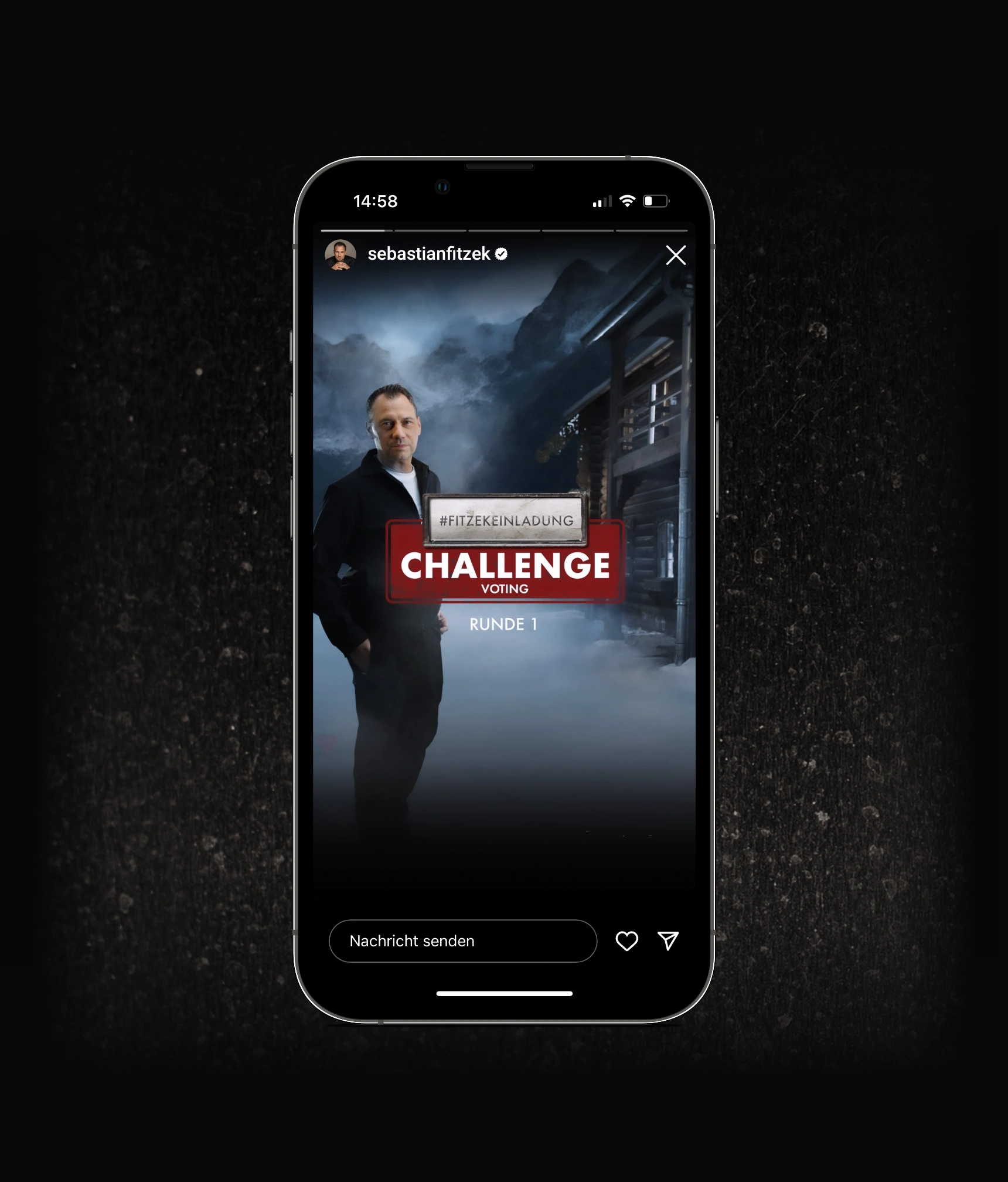 Ein Bild zeigt die Einladung challenge von Sebastian Fitzek.