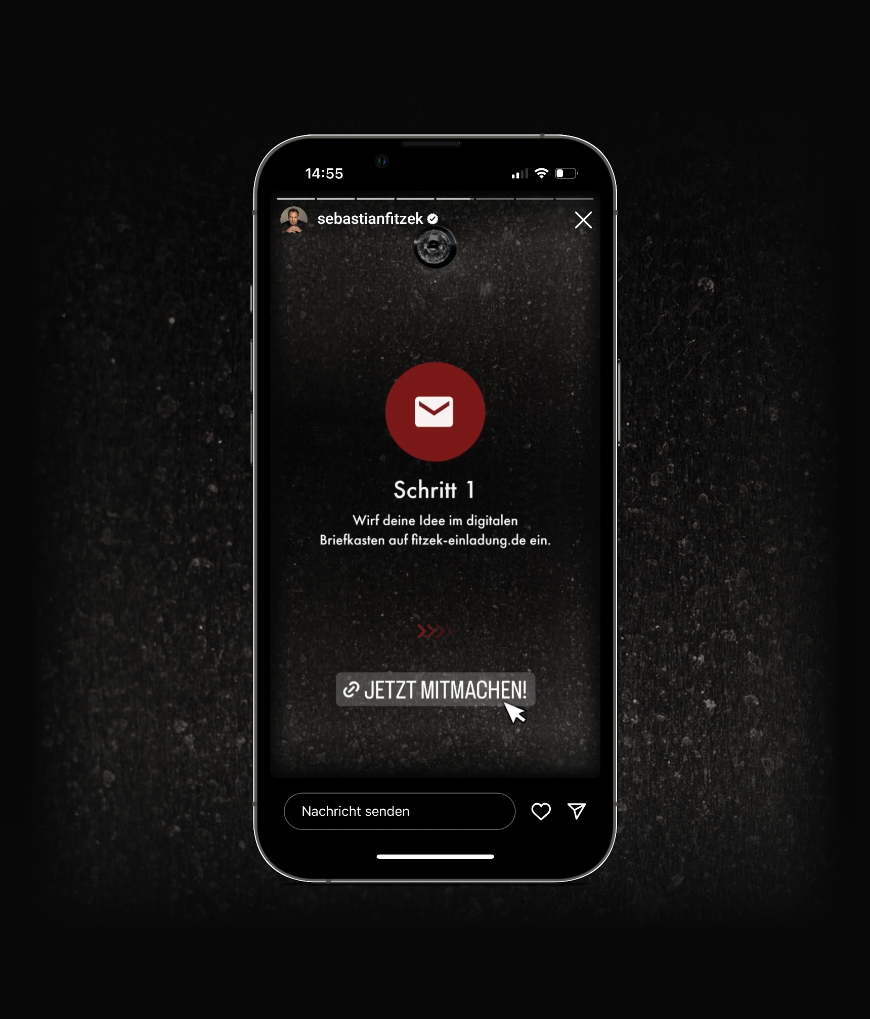 Ein Bild zeigt die Einladung challenge von Sebastian Fitzek.